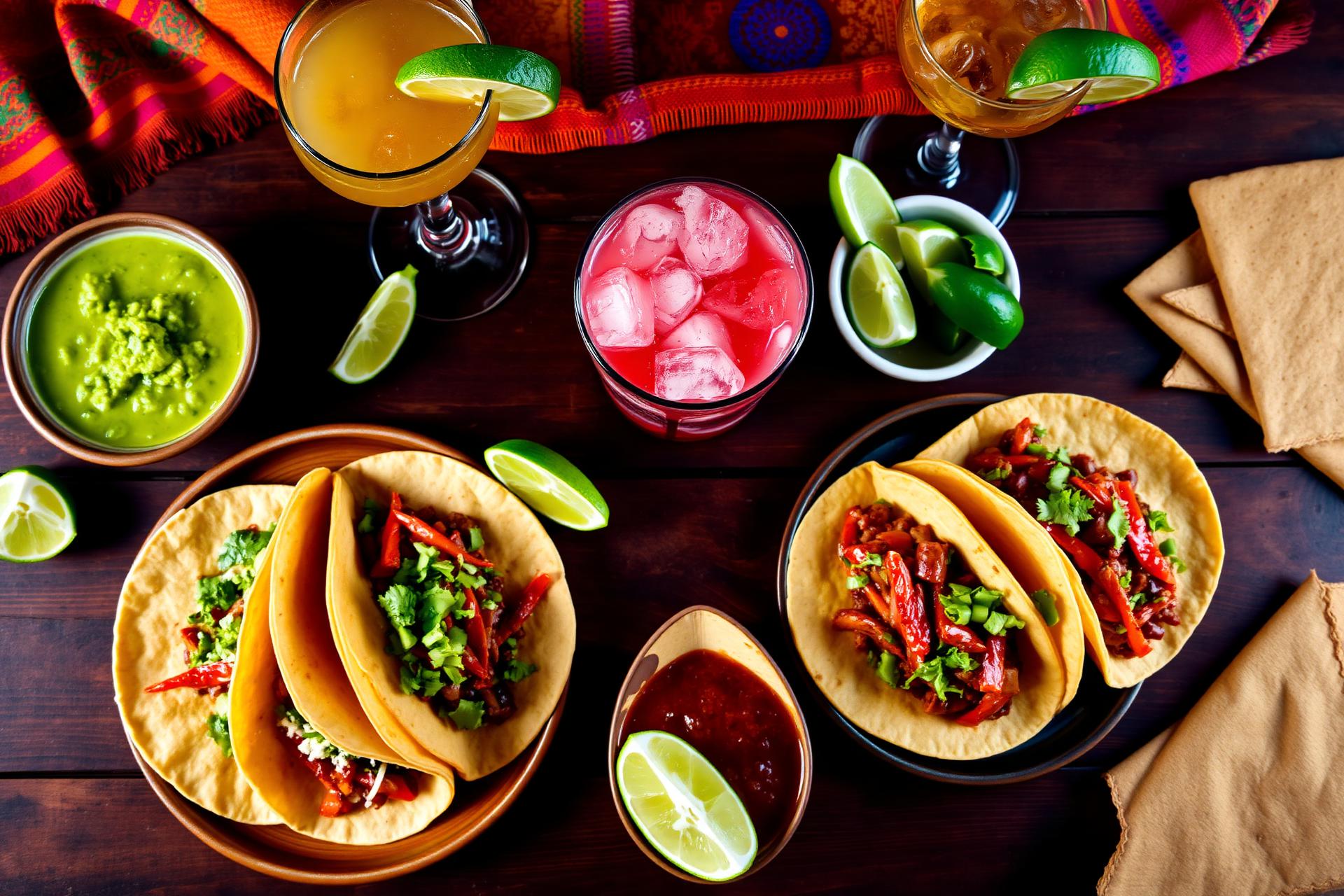 Mexican street tacos, fresh guacamole and margaritas